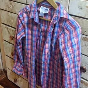 Adorable Vintage 70s button down red ♥️ and 💙 blue plaid shirt size Small